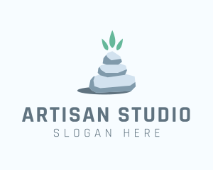 Wellness Stone Stack logo design