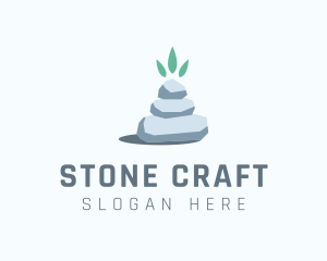 Wellness Stone Stack Leaf logo design