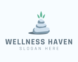Wellness Stone Stack Leaf logo