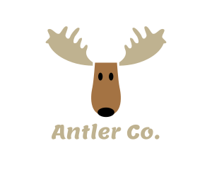 Moose Antlers Cartoon logo design