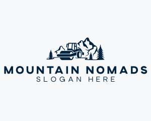 Construction Road Roller Mountain logo design