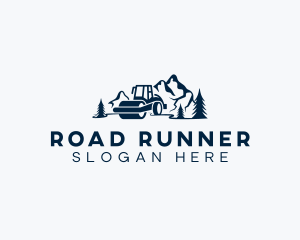 Construction Road Roller Mountain logo design