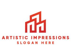 Red Modern Building logo design