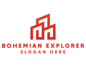 Red Modern Building logo design