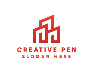 Red Modern Building logo design