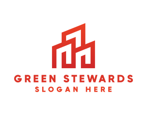 Red Modern Building logo design