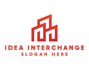 Red Modern Building logo design