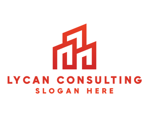 Red Modern Building logo design