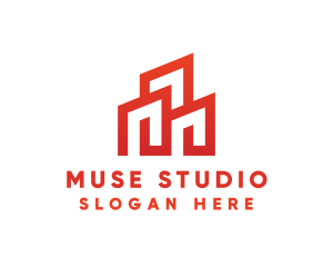 Red Modern Building logo design