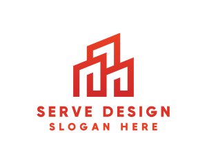 Red Modern Building logo design