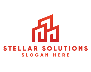 Red Modern Building logo design