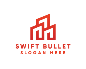 Red Modern Building logo design