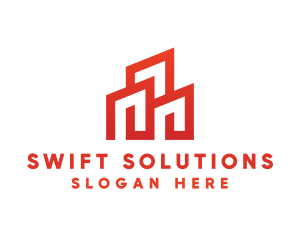 Red Modern Building logo design