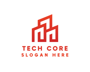 Red Modern Building logo design