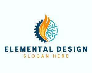 Fire Snowflake Element logo design