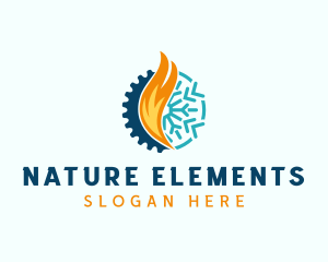 Fire Snowflake Element logo design