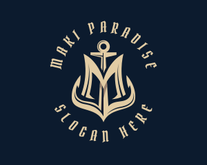 Maritime Anchor Letter M logo design