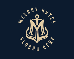 Maritime Anchor Letter M logo design