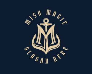 Maritime Anchor Letter M logo design