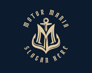 Maritime Anchor Letter M logo design