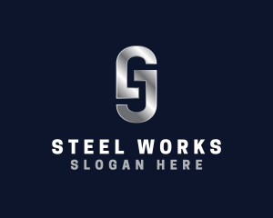 Industrial Steel Metal Letter GJ logo
