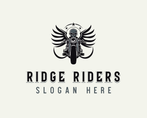 Skull Motorbike Biker logo design