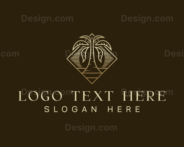 Elegant Sunset Palm Tree Logo