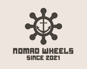 Anchor Ship Wheel  logo design