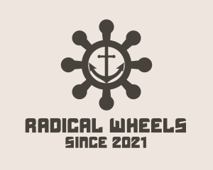 Anchor Ship Wheel  logo design