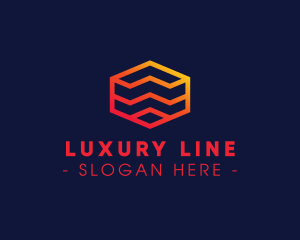 Jagged Hexagon Lines logo design