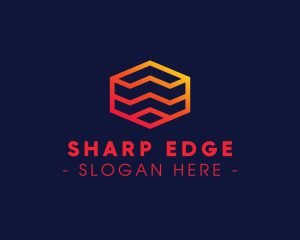 Jagged Hexagon Lines logo design