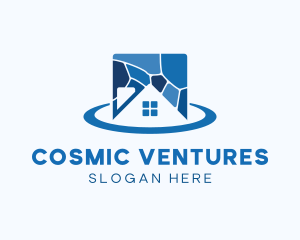 Negative Space House Tiles logo design