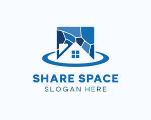 Negative Space House Tiles logo design