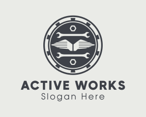 Automotive Repair Tools Badge logo design