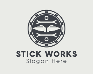 Automotive Repair Tools Badge logo design