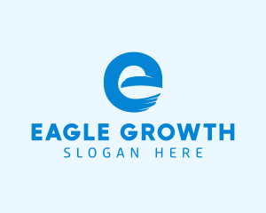 Blue Eagle Letter E logo design