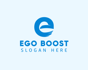 Blue Eagle Letter E logo design