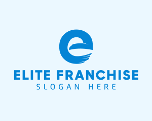 Blue Eagle Letter E logo design