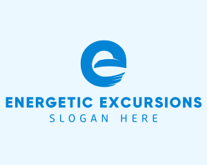 Blue Eagle Letter E logo design