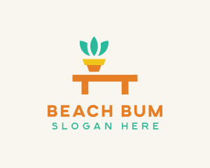 Pot Plant Furniture Bench logo design