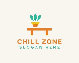 Pot Plant Furniture Bench logo design