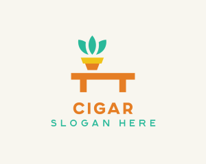 Pot Plant Furniture Bench logo design