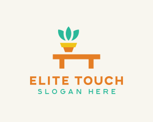 Pot Plant Furniture Bench logo design