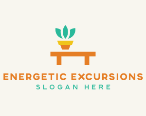 Pot Plant Furniture Bench logo design