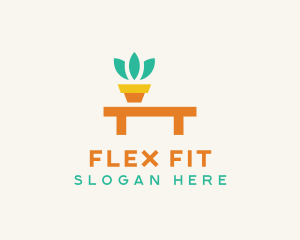 Pot Plant Furniture Bench logo design