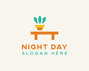 Pot Plant Furniture Bench logo design