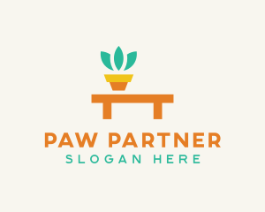 Pot Plant Furniture Bench logo design