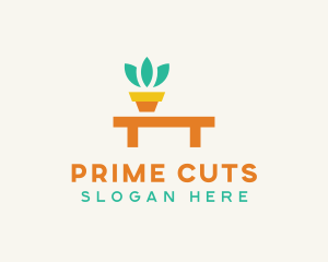 Pot Plant Furniture Bench logo design