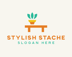 Pot Plant Furniture Bench logo design