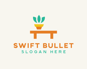 Pot Plant Furniture Bench logo design